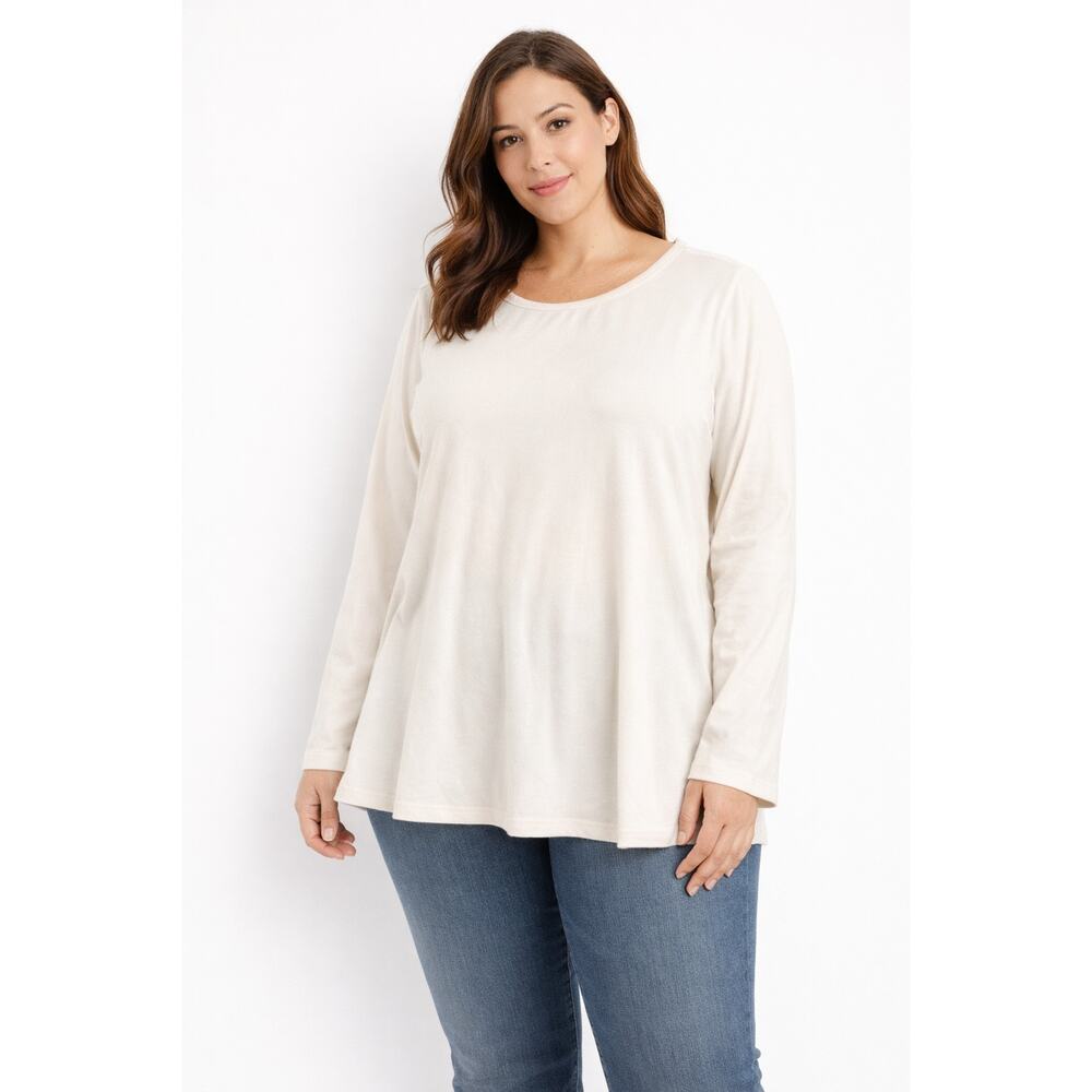 Lane Bryant Womens Ivory Long Sleeve Knit Top Size 18 XL